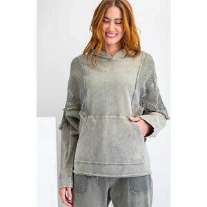 EASEL Boho Mineral Washed Terry Hoodie Size Large